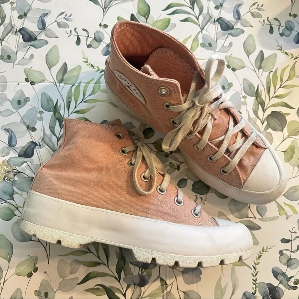 Converse Chuck Taylor All Star Pink Lugged Platform High Sneakers 7.5